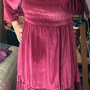LC Lauren Conrad Velvet Dress in Wine